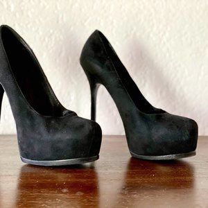 Saint Laurent YSL Black Suede Tribtoo Platforms